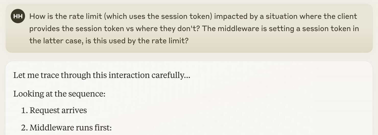 How is the rate limit (which uses the session token) impacted by a situation where the client provides the session token vs where they don't? The middleware is setting a session token in the latter case, is this used by the rate limit?