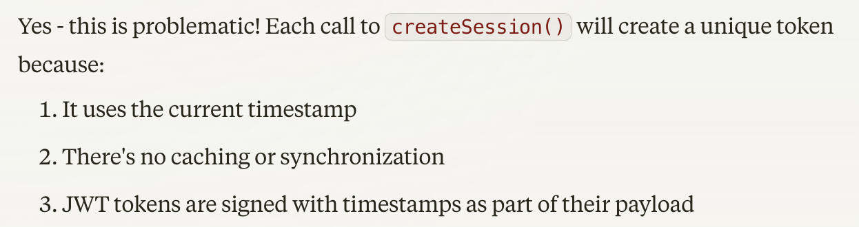 Claude says session tokens will be unique